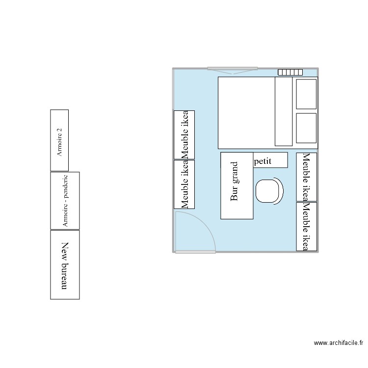 Chambre Matt Old. Plan de 1 pièce et 11 m2