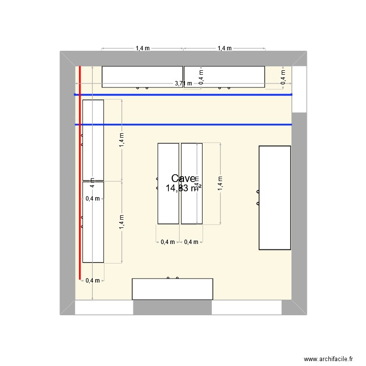 Cave. Plan de 1 pièce et 15 m2