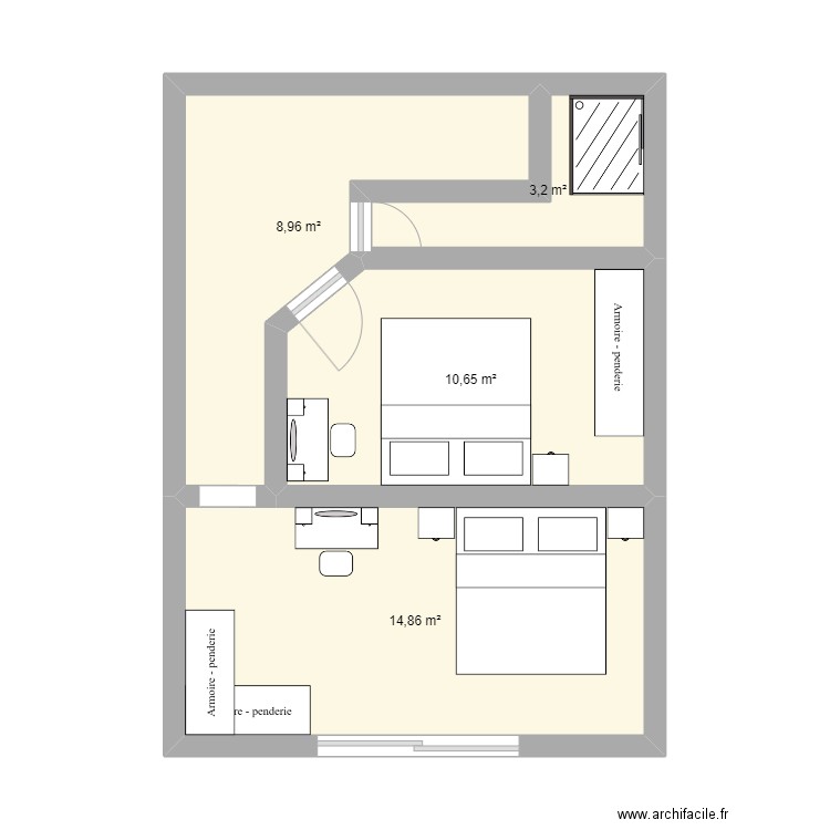 Maurice. Plan de 4 pièces et 38 m2