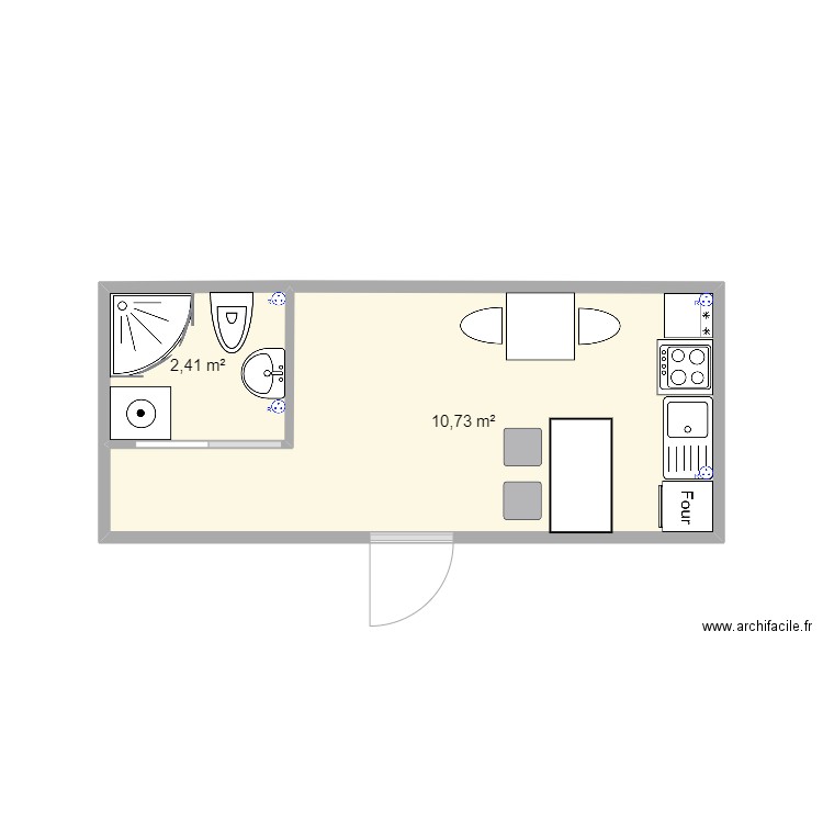 tinihouse. Plan de 2 pièces et 13 m2