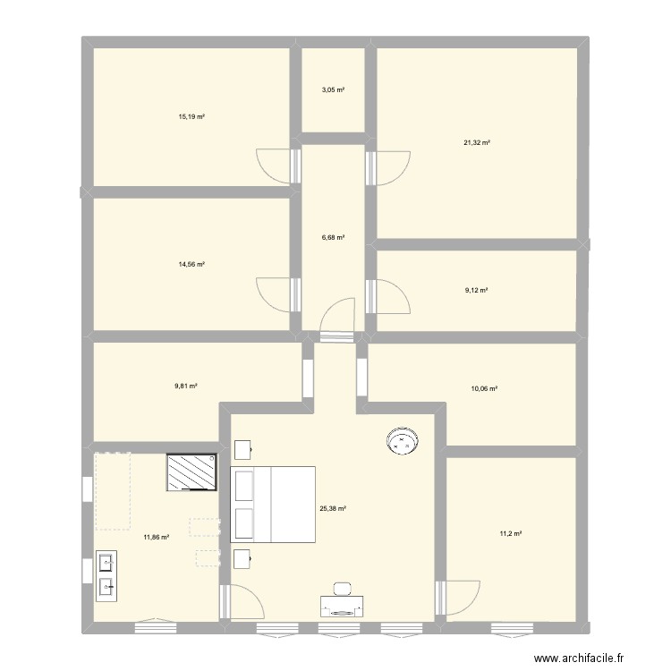 brux 2. Plan de 11 pièces et 138 m2