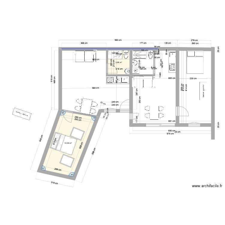 atelier st denis +++. Plan de 8 pièces et 69 m2