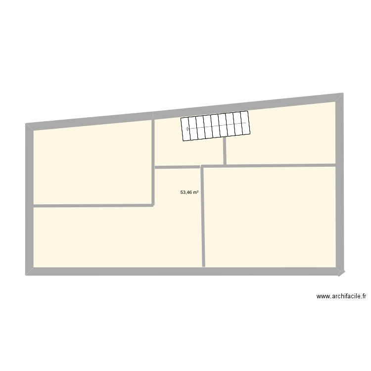 R+1 Maison droite. Plan de 1 pièce et 53 m2