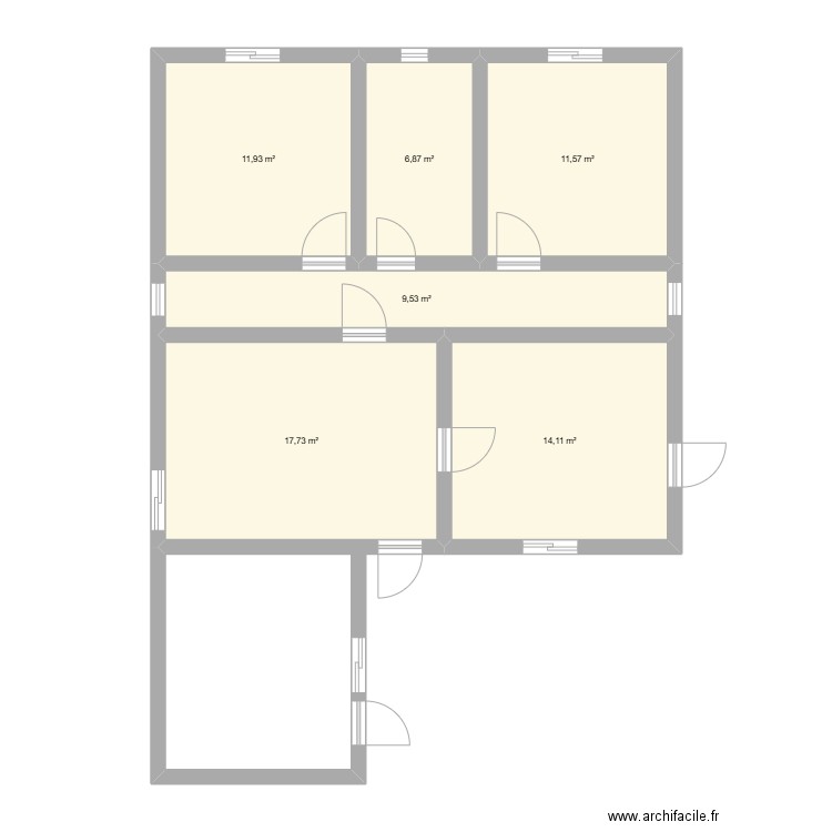 maman bardege. Plan de 6 pièces et 72 m2