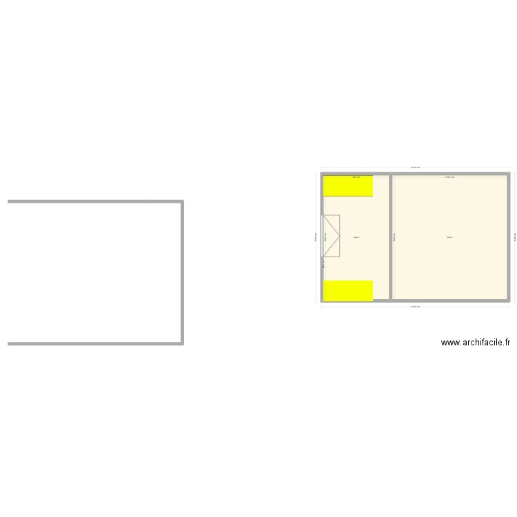 pcu. Plan de 2 pièces et 329 m2