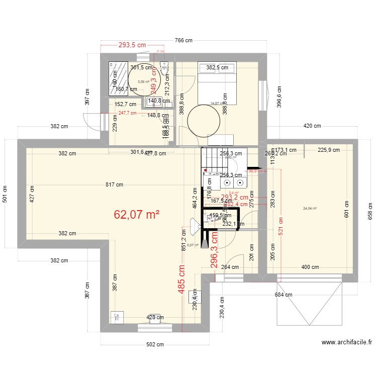 PORTBAIL. Plan de 8 pièces et 116 m2