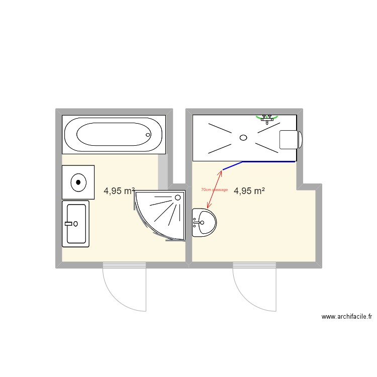 LAHMADI . Plan de 2 pièces et 10 m2