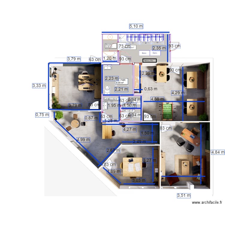 plans bureaux peintre. Plan de 0 pièce et 0 m2