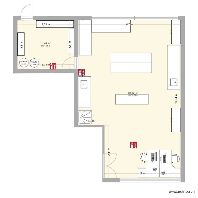 labov3. Plan de 2 pièces et 75 m2