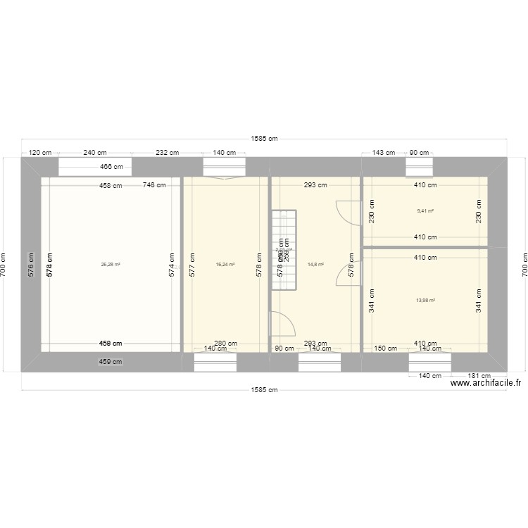 Séchoir à Tabac rénové . Plan de 10 pièces et 168 m2