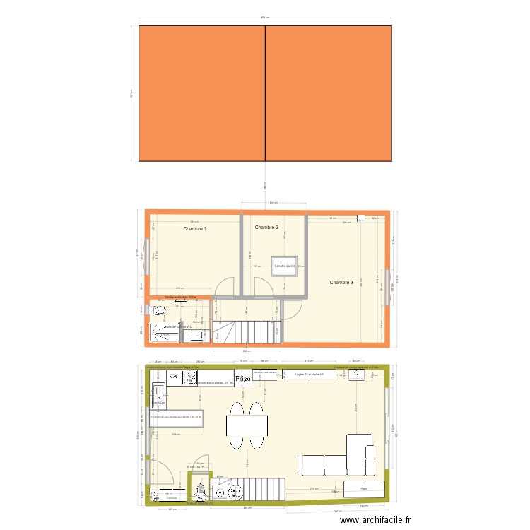 PLANS MAISON BIS. Plan de 6 pièces et 89 m2