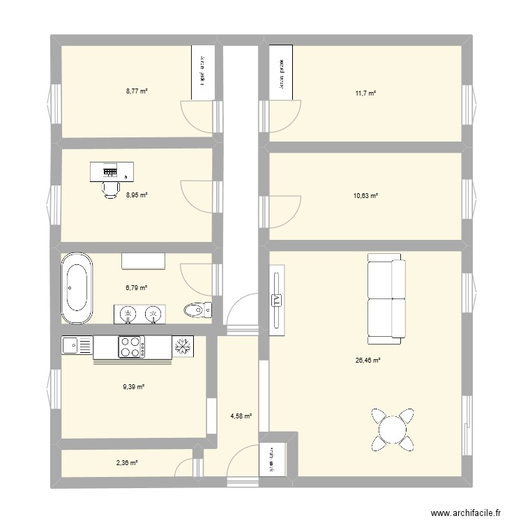 Ostia-  Maison St Paul. Plan de 9 pièces et 90 m2