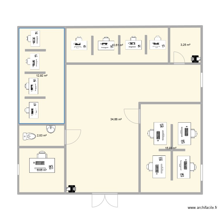 planta baja. Plan de 7 pièces et 86 m2