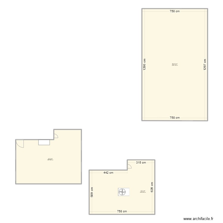 Séchoir jambon étage 1. Plan de 1 pièce et 42 m2