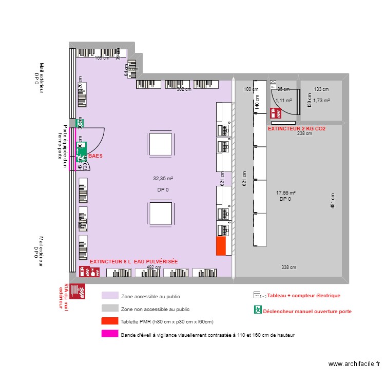 PHARMACIE HAUTS VALLONS APRES TRAVAUX SÉCURITÉ INCENDIE. Plan de 4 pièces et 53 m2