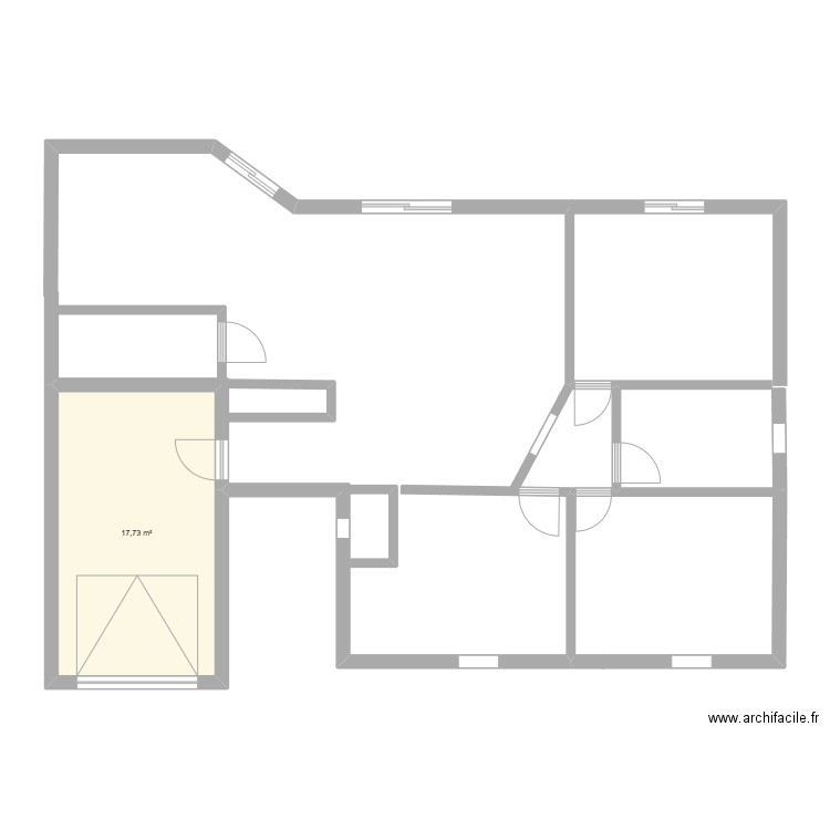 Plan Mél. Plan de 1 pièce et 18 m2