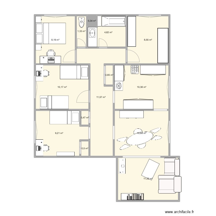 maison. Plan de 14 pièces et 88 m2