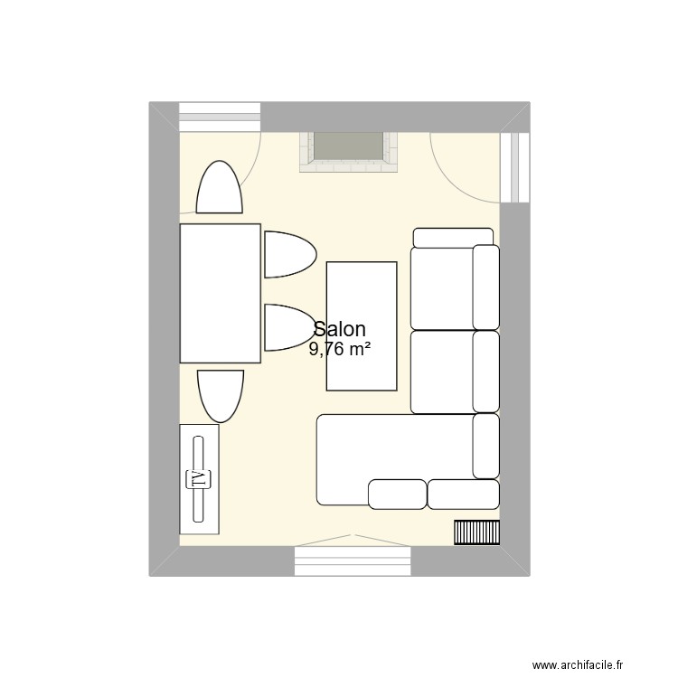 salon. Plan de 1 pièce et 10 m2