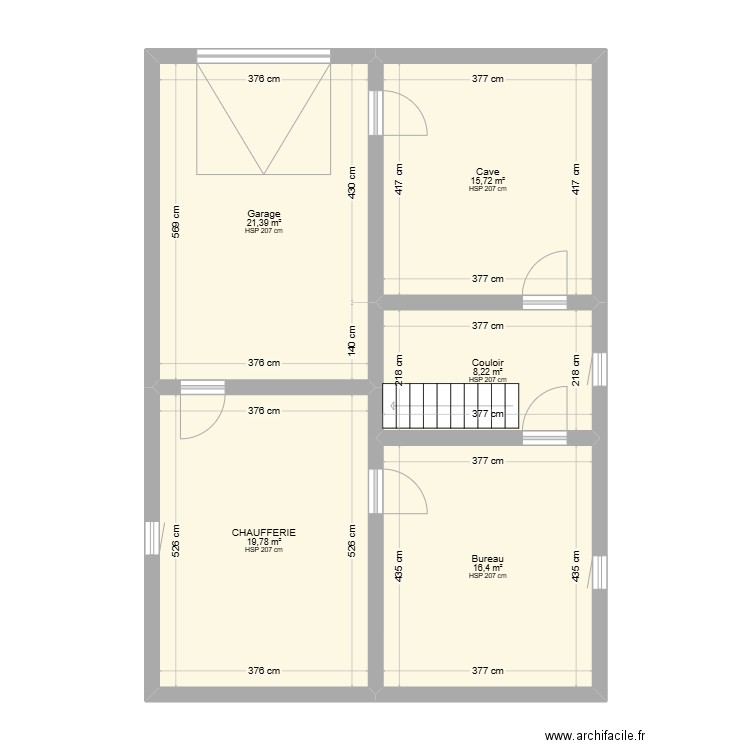 PLAN LISKA SOUS SOL. Plan de 5 pièces et 82 m2