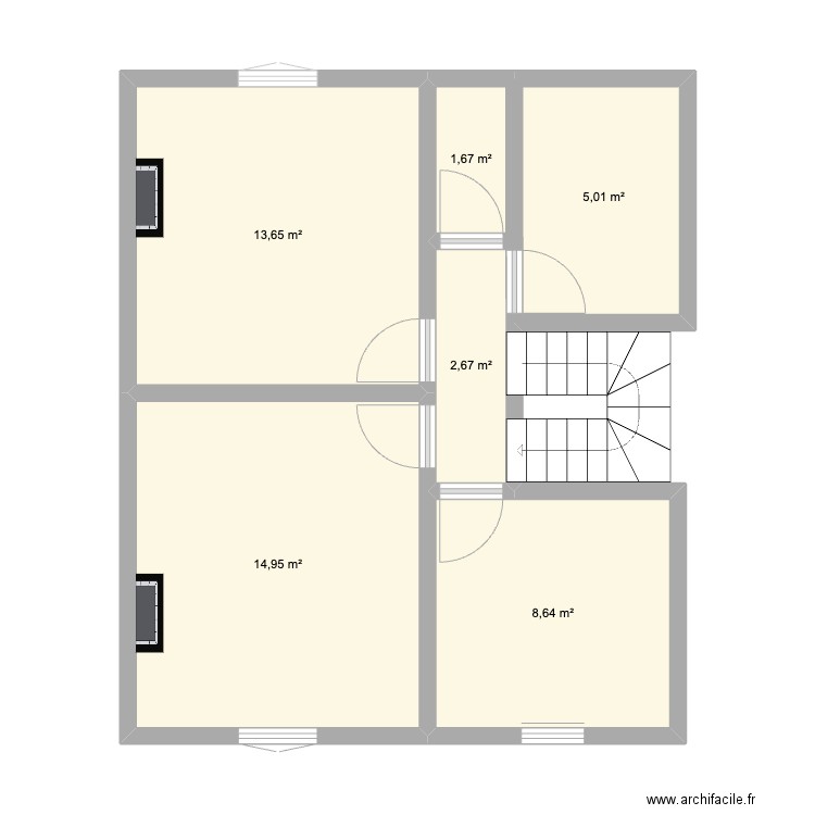 St Charles. Plan de 6 pièces et 47 m2