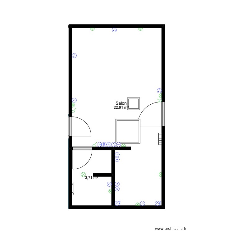 studio philiponet. Plan de 2 pièces et 27 m2