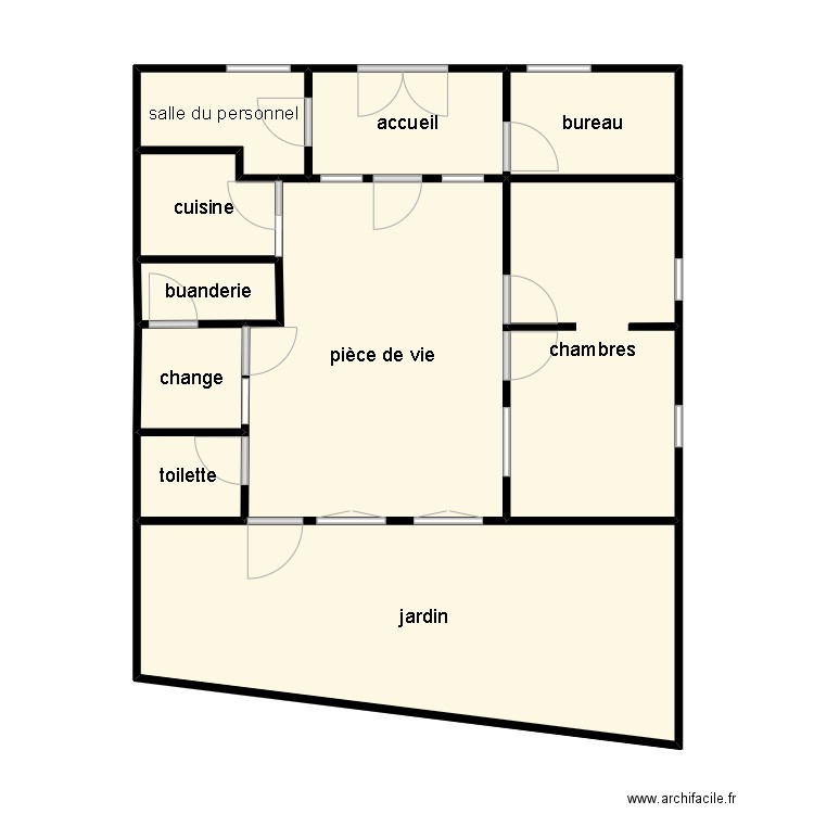 creche. Plan de 10 pièces et 70 m2