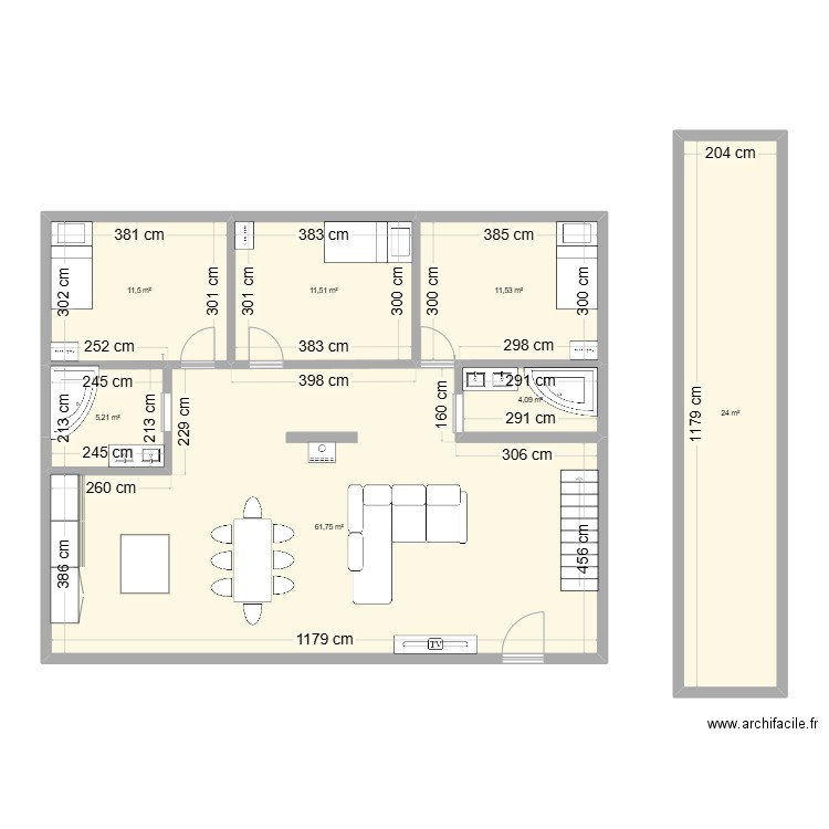 Container1. Plan de 7 pièces et 130 m2