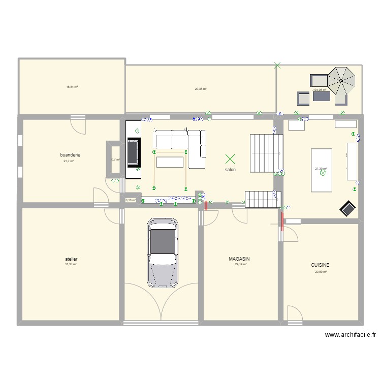 Maison 2. Plan de 10 pièces et 170 m2