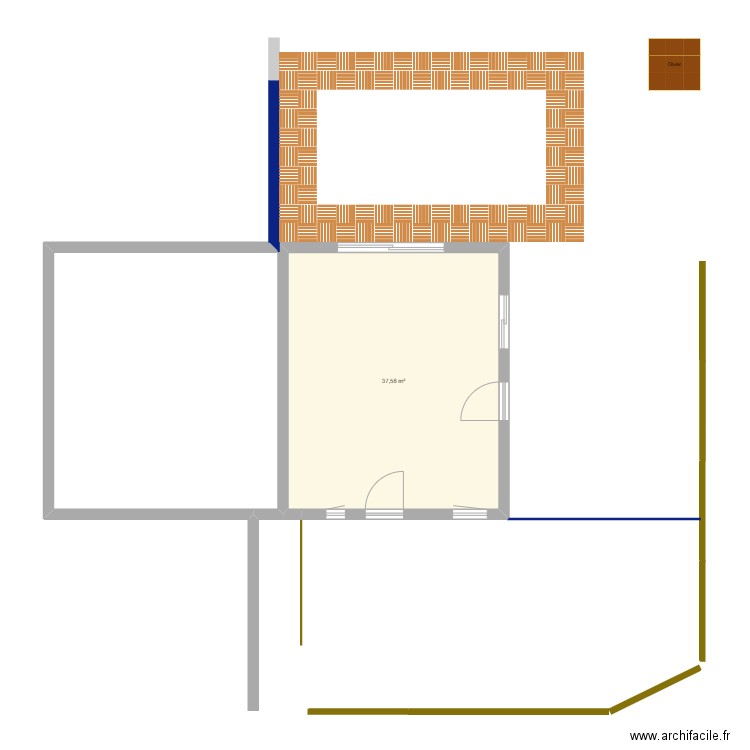 Jardin. Plan de 1 pièce et 38 m2