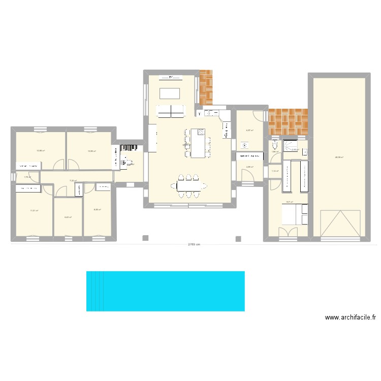 Puj_8. Plan de 16 pièces et 197 m2