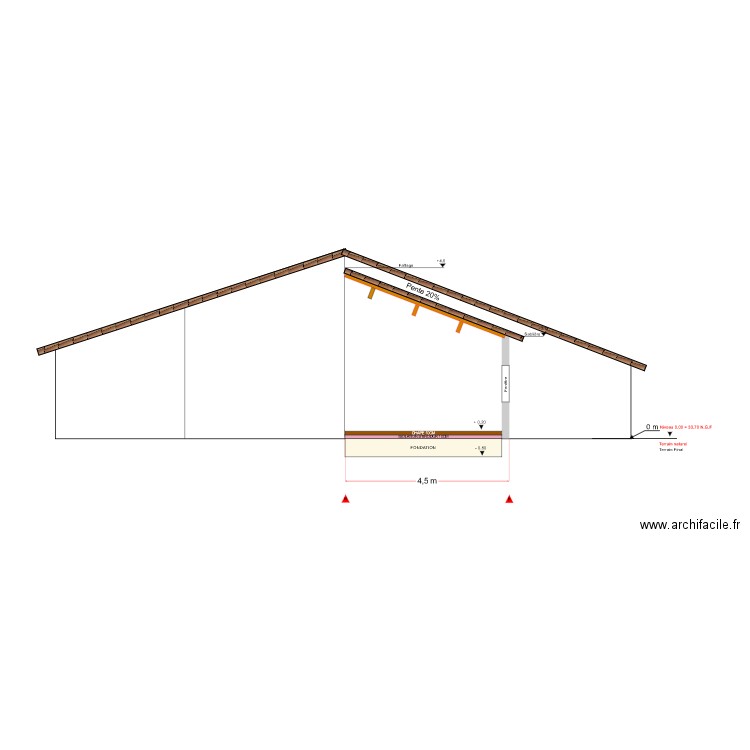 PLAN DE COUPE B-B LONGITUDINALE. Plan de 0 pièce et 0 m2