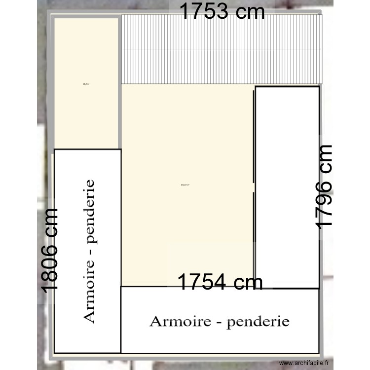 Mezzanine - chambres parentale (HAUT). Plan de 2 pièces et 770 m2