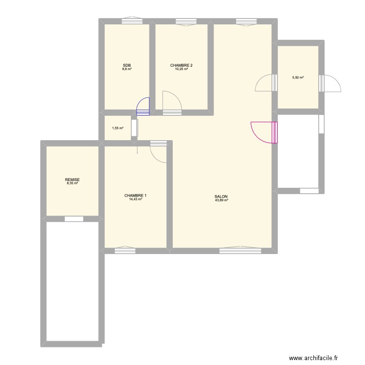 Projet 1. Plan de 7 pièces et 93 m2