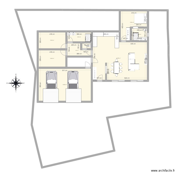 test tremuson V2. Plan de 9 pièces et 146 m2