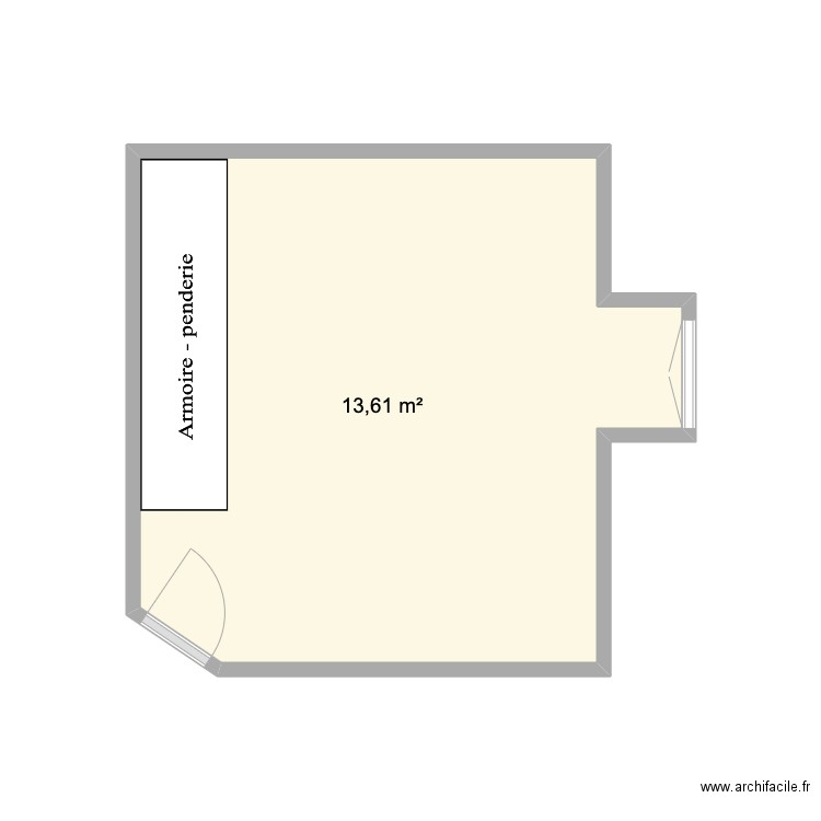 chambre base. Plan de 1 pièce et 14 m2