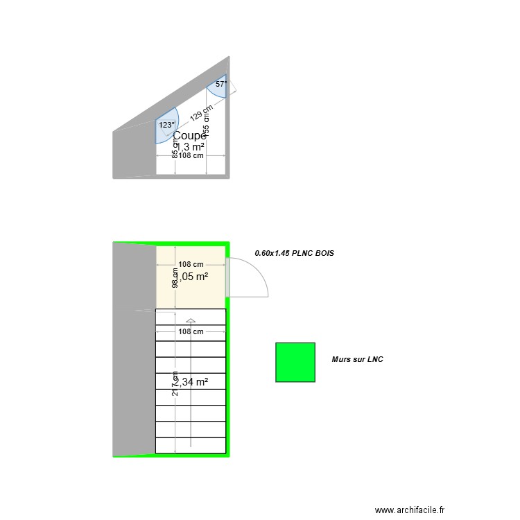 ML24016949 . Plan de 3 pièces et 5 m2