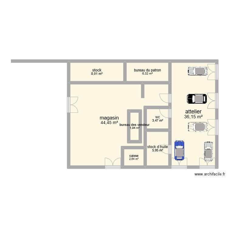 garage feu vert. Plan de 8 pièces et 113 m2