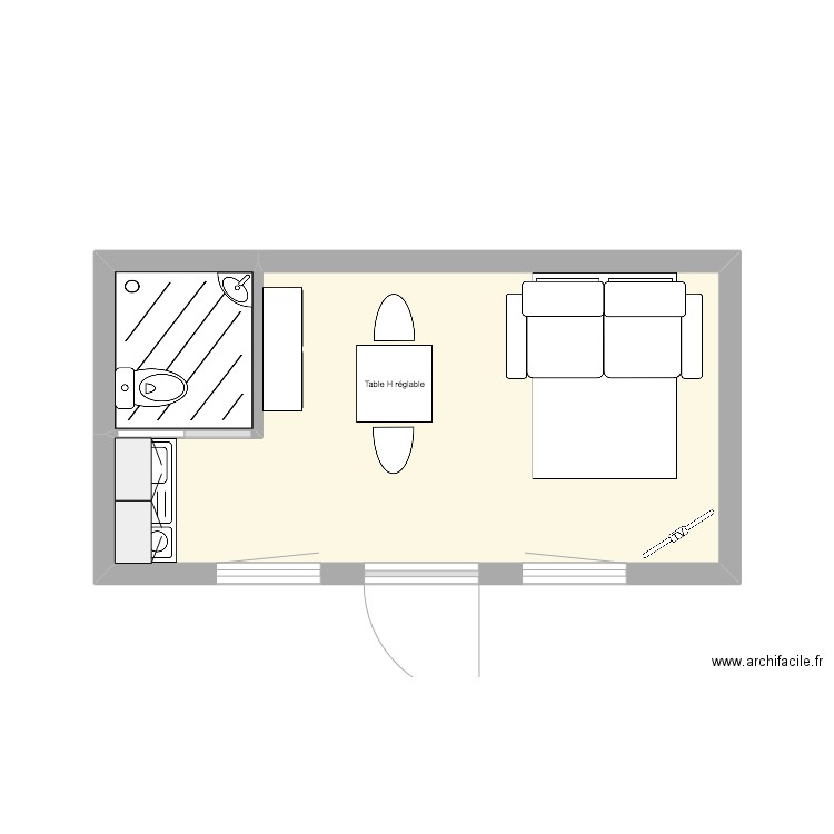 Tiny 6x3. Plan de 2 pièces et 16 m2