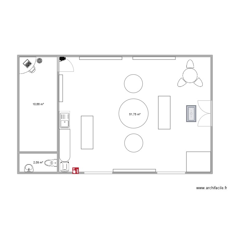 Plan fleuriste BTS MCO. Plan de 3 pièces et 65 m2