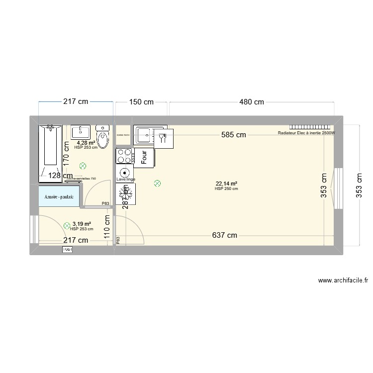 ARCEUIL BNP. Plan de 4 pièces et 30 m2