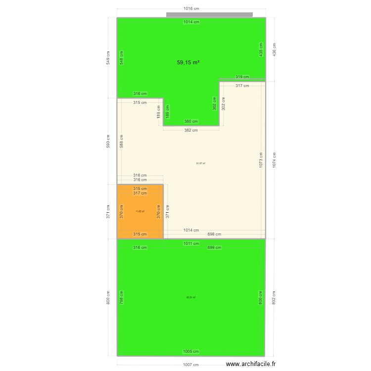 Plan de masse avec extention. Plan de 4 pièces et 233 m2