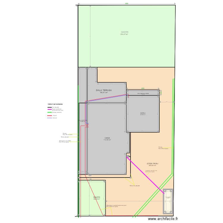 CURTE ROM TEVI SI CABLURI EXISTENTE. Plan de 9 pièces et 797 m2