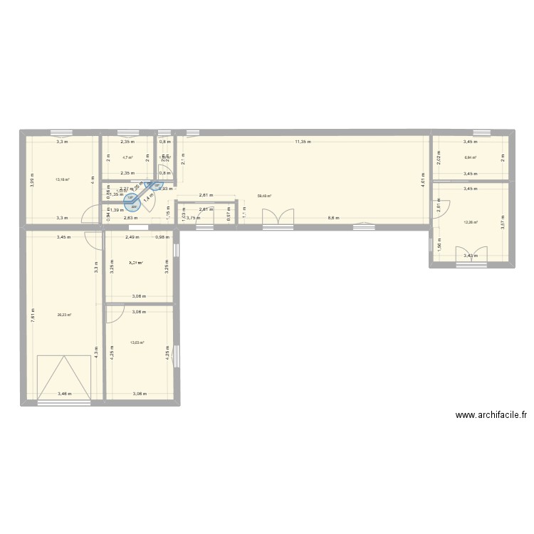 Maison T1. Plan de 9 pièces et 139 m2