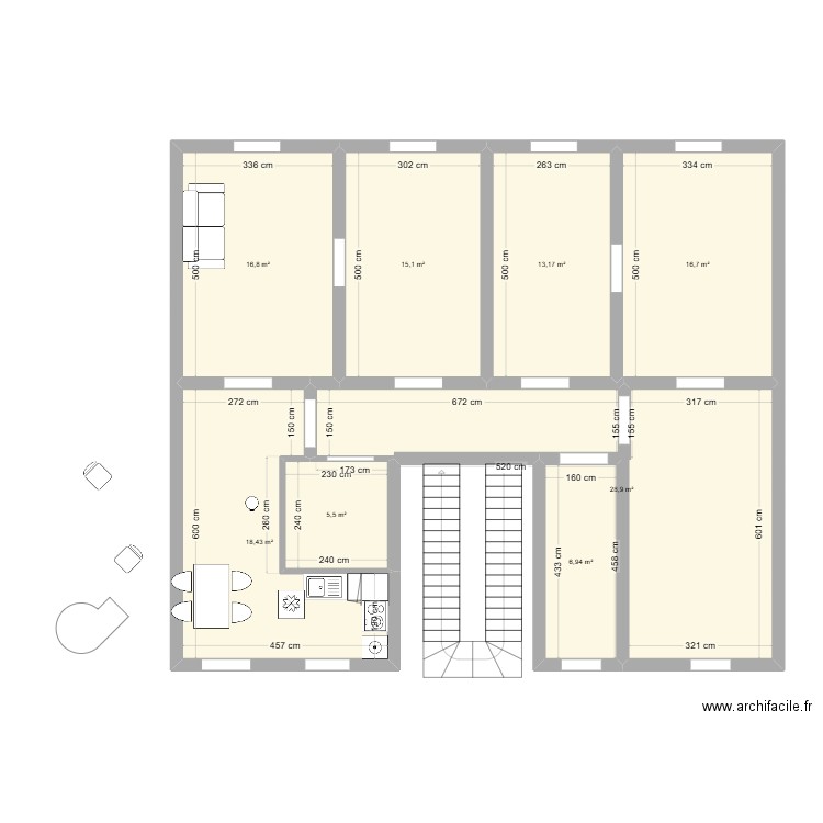 Dettwiller v1. Plan de 8 pièces et 122 m2