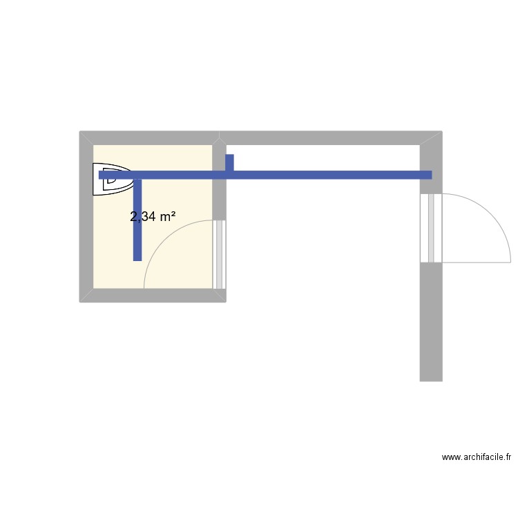 cuisine ete. Plan de 1 pièce et 2 m2