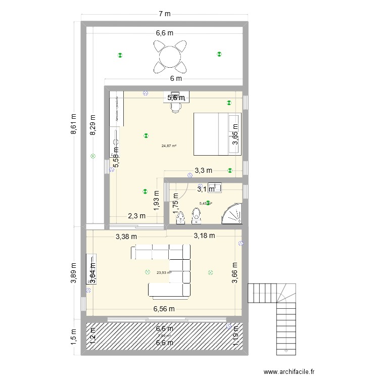 BAti_haut. Plan de 4 pièces et 62 m2