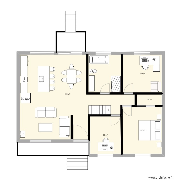 SMDLM. Plan de 5 pièces et 99 m2