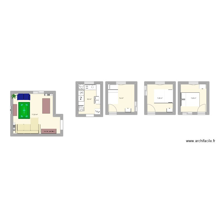 pas maison. Plan de 5 pièces et 46 m2