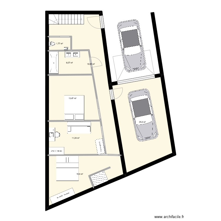 guitoune RDC. Plan de 7 pièces et 93 m2