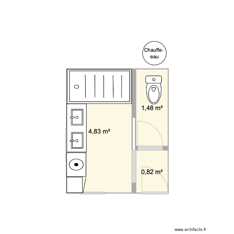 SDBV1. Plan de 3 pièces et 7 m2